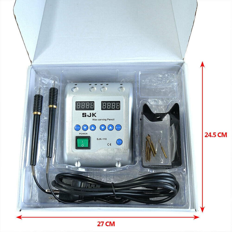 [Australia - AusPower] - Lab Equipment Electric Waxer Carving Double Pen Machine w/ 6 Wax Pot Tips JT-21 