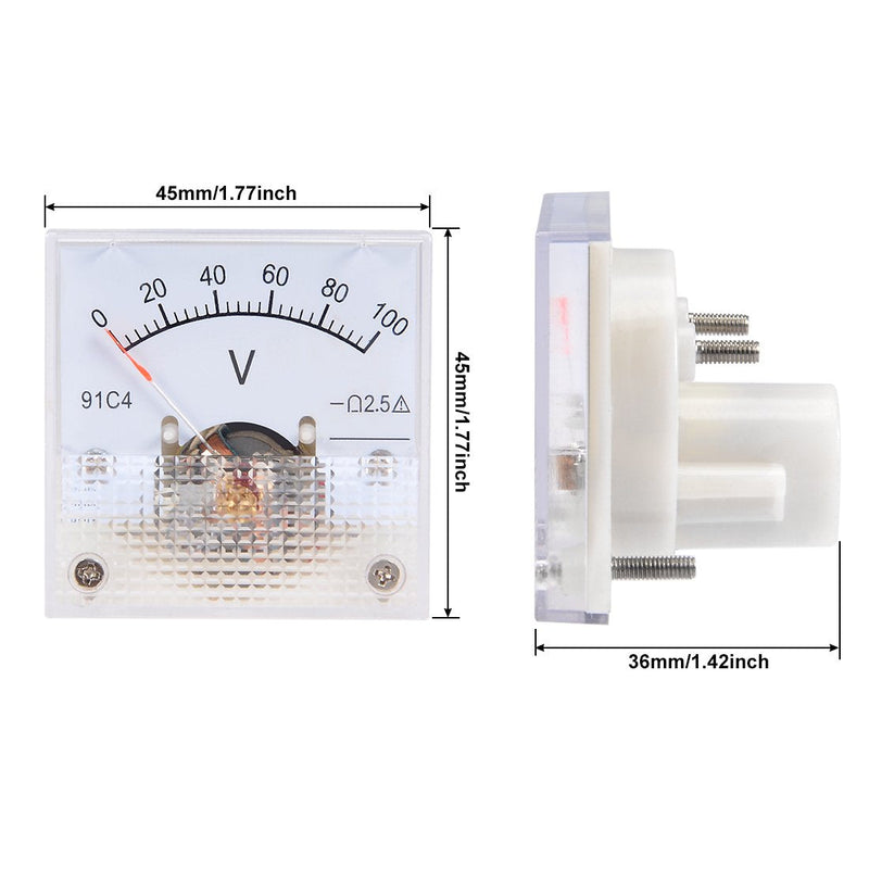 [Australia - AusPower] - uxcell DC 0-100V Analog Panel Voltage Gauge Volt Meter 91C4 2.5% Error 