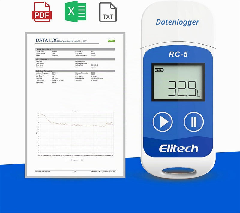 Data logger - ELITECH 32000 Point USB Temperature Data logger Recorder Internal Sensor RC-5 1Pack