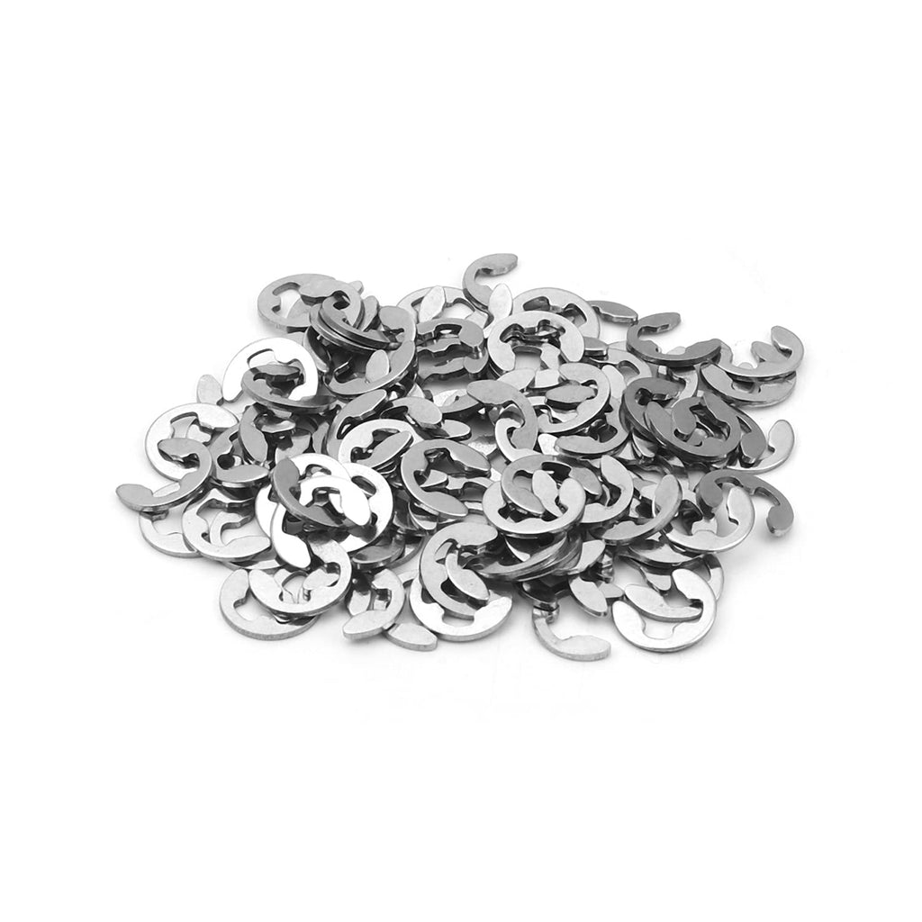 MroMax 100Pcs External Circlips, M6 External Retaining Rings, 304 Stainless Steel E-Clip Retaining Shaft Snap Rings for Automobiles, Valves, Electrical and Bearings 100