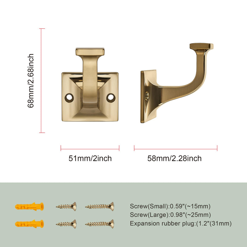 SAILING 5 Pack Coat Hooks - Champagne Bronze Robe Hooks Decorative Wall Hooks for Bathroom Bedroom Kitchen Towel Robe Clothes Cabinet Closet Bathroom Hardware