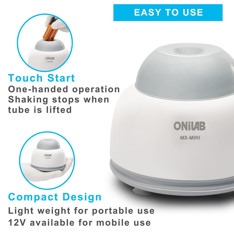 [Australia - AusPower] - ONiLAB Mini Vortex Mixer with Touch Function, Lab Mixing, Nail Polish,Eyelash Adhesives and Acrylic Paints Mixing, Lab Vortexer for Tubes,Include 120 pcs Stainless Steel Mixing Balls Round-gray 