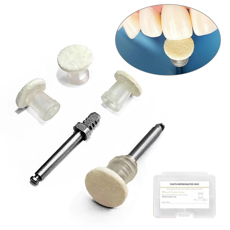 [Australia - AusPower] - Dental Polishing Paste-Impregnated Disc, Dental Polisher Polishing Wheel Felt Finishing Disc with Mandrel for Tooth Polish Dentistry Tool 