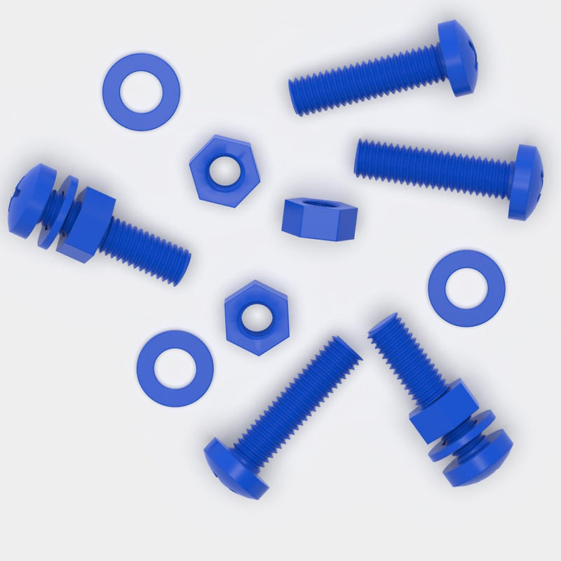 [Australia - AusPower] - 20 x Blue Pan Head Screws Polypropylene (PP) Plastic Nuts and Bolts, M5 x 20mm, Washers, (13/64 x 25/32 in) 