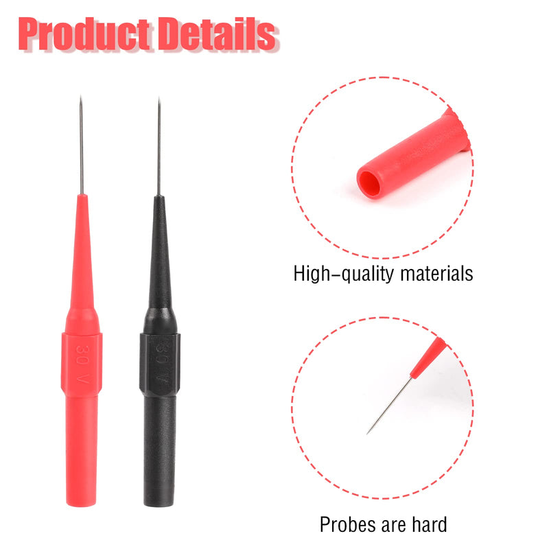 [Australia - AusPower] - Test Probe Multimeter Test Probe 0.7 mm Piercing Needle Probe Test Tip Banana Plug Multimeter Test Lead Probe Insulation Piercing Sample Pack of 10 black, red 