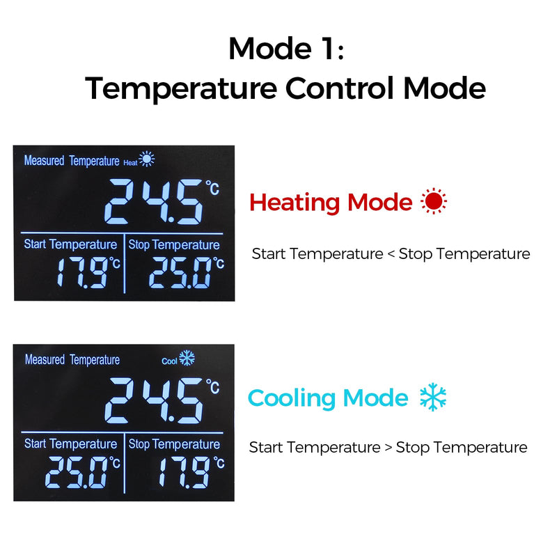 [Australia - AusPower] - Aideepen Digital Thermostat Socket, Countdown Temperature Controller 230 V 16 A with Sensor for Aquaculture Greenhouses Terrarium Heating Cooling With countdown function 
