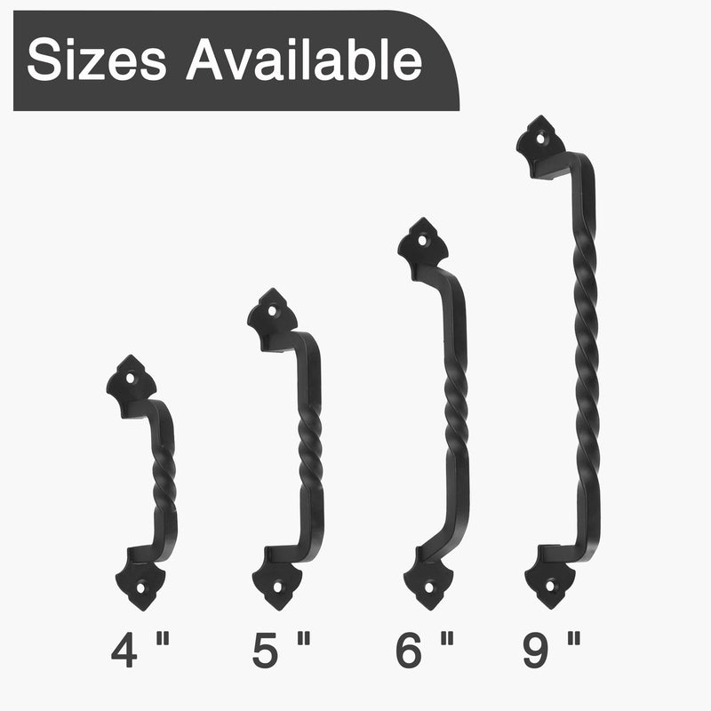 OVOV 4 Pack Barn Door Pull Handle Hardware for Wooden Garden Gate Shed Cabinet Door (4Pcs 6inch) 4Pcs Black
