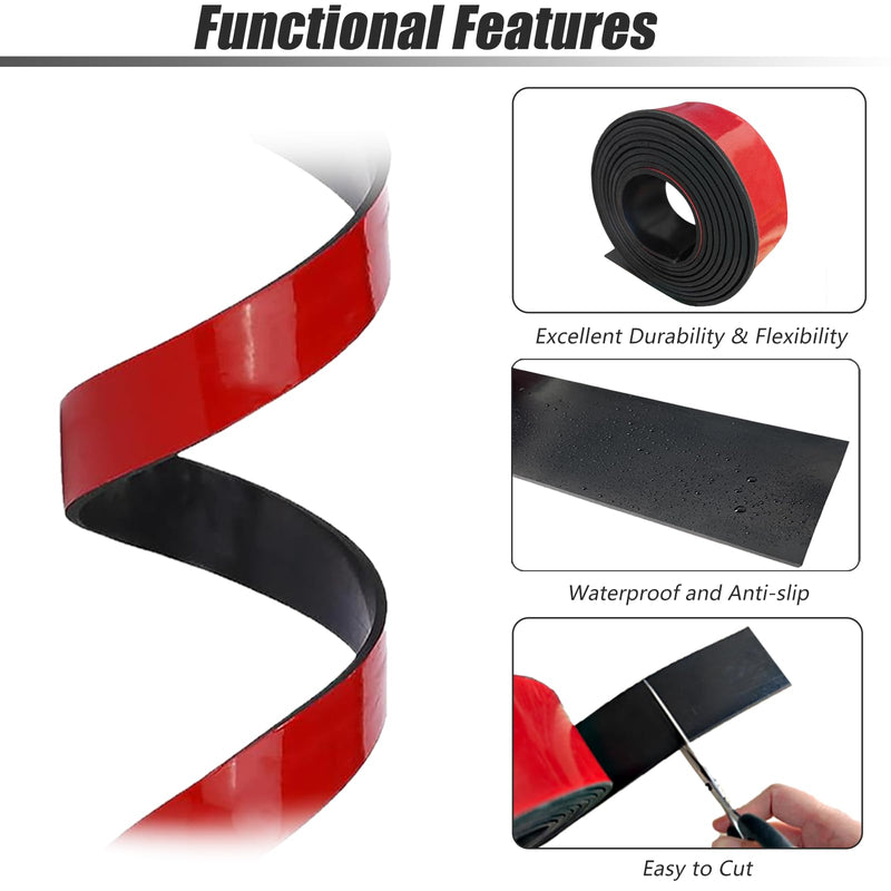 Adhesive Rubber Strips with Adhesive Backing 1/8(.125)" Thick x 1" Wide x 20' Long, Neoprene Rubber Adhesive Strip for Sealing Supports Protection Gaskets 1” Wide x 1/8" Thick x 20' Long