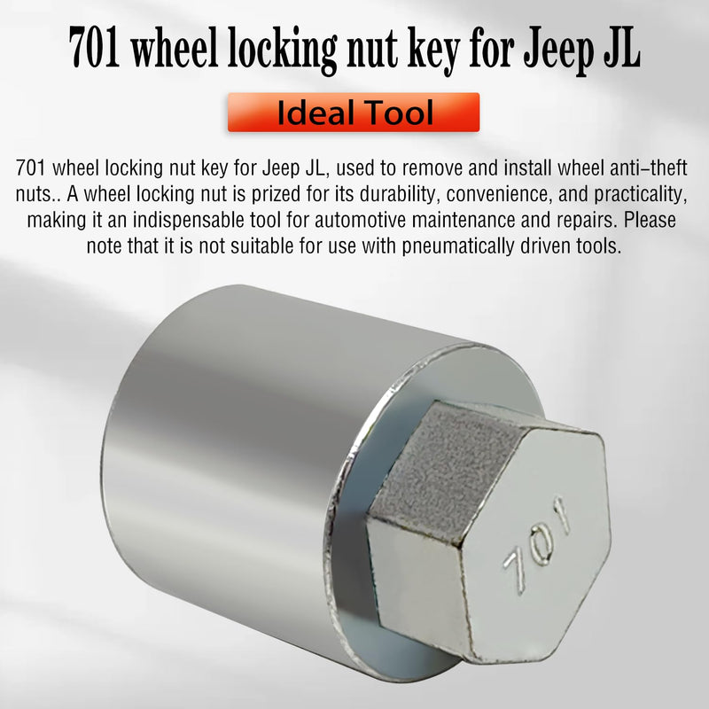 JL 701 for 27mm Nuts, Wheel Locking Nut Key for Jeep (JL) Dodge | Wheel Lock Nut Socket Adapter, Anti-Theft Lug Nut Removal Tool, Anti-Theft Screw Remover, Repair Tool, Tyre Fitting, garage