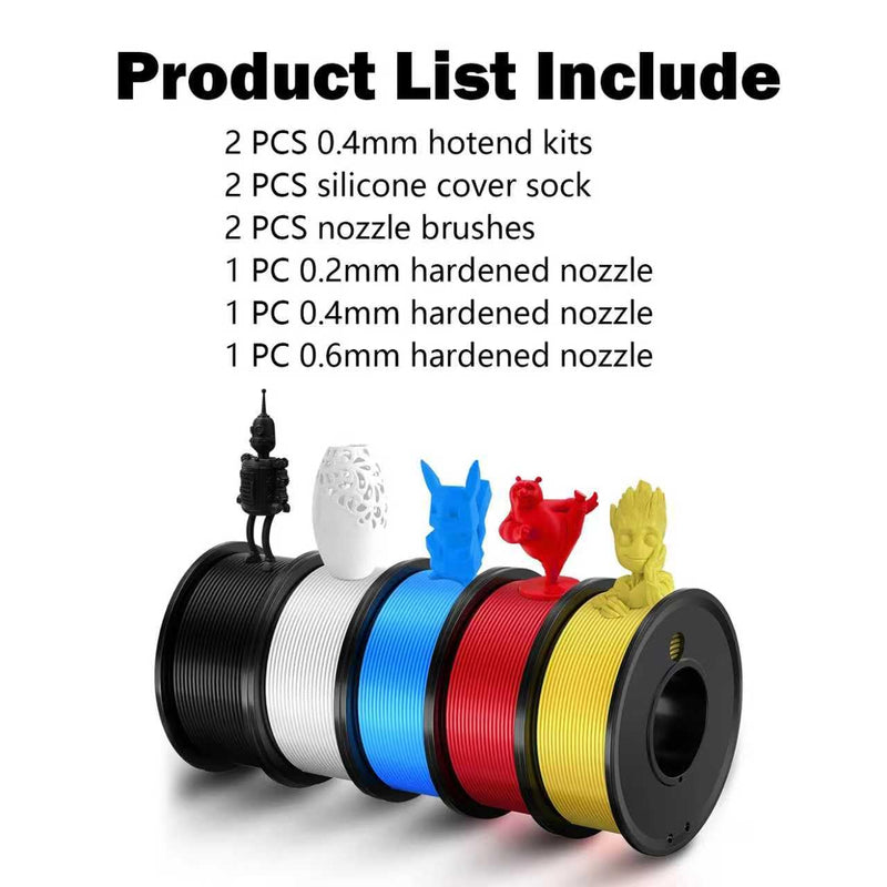 HzdaDeve 2PK 0.4MM Hardened Steel Ceramic Hotend for Centauri Carbon/Centauri Print Head Extruder Kit Hot End with Extra 0.2MM 0.4MM 0.6MM Hardened Nozzles 2PK Silicone Cover and 2PK Nozzle Brushes