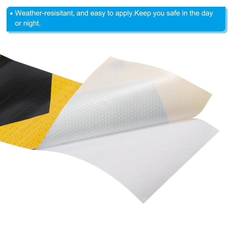 PATIKIL Reflective Tape, 8 Inch x 10 FT Waterproof High Visibility Self-Adhesive Warning Safety Tape Reflective Stickers External Accessories for Cars Trucks, Black Yellow