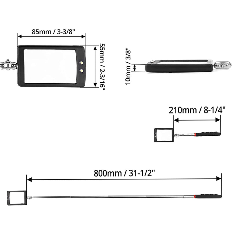 [Australia - AusPower] - Inspection mirror telescoping with light Mirror practical addition to car repair, and anyone's toolbox Inspection Tool for Checking Vehicle, and Other Small Parts Extended (Inspection mirror-4PCS) 