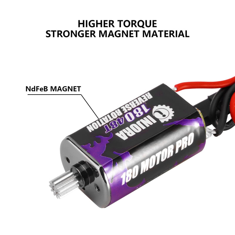 [Australia - AusPower] - INJORA 180 Pro 48T Motor and Transmission Gearbox with Stock Steel Gear for 1/18 TRX4M Upgrade Parts（Black） Black 