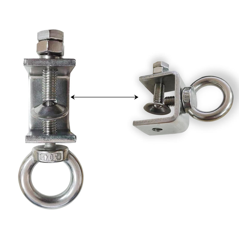[Australia - AusPower] - 4Pcs Stainless C Clamp with Ring;Heavy Duty Hanging J Hook/pipe Clamp Hooks for Hanging;Beam Clamp with Ring, That Can Withstand 100 Pounds of Static Gravity (medium) 