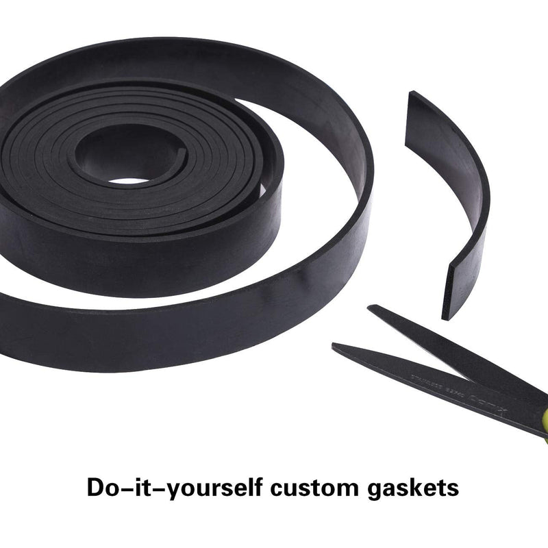 TORRAMI Rubber Gasket Sheet Material 1/8 (.125) Inch T X 3 inch W X 10 Feet, for Sealing,Protection, Abrasion, Supports, Leveling, Bumpers 3" Wide X 10' Long 1/8 (.125)" Thick