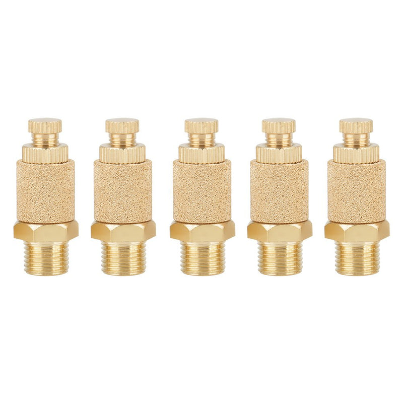 5pcs/set 1/8 BSP Valve Thread Adjustable Brass Pneumatic Silencer Thread Flat Head Pneumatic Air Flow Speed Controller