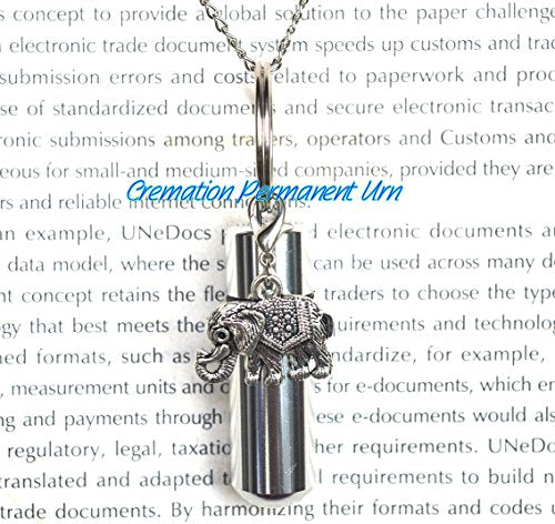DODXALL Aluminum, Stainless Steel Elephant Cremation Urn Necklace