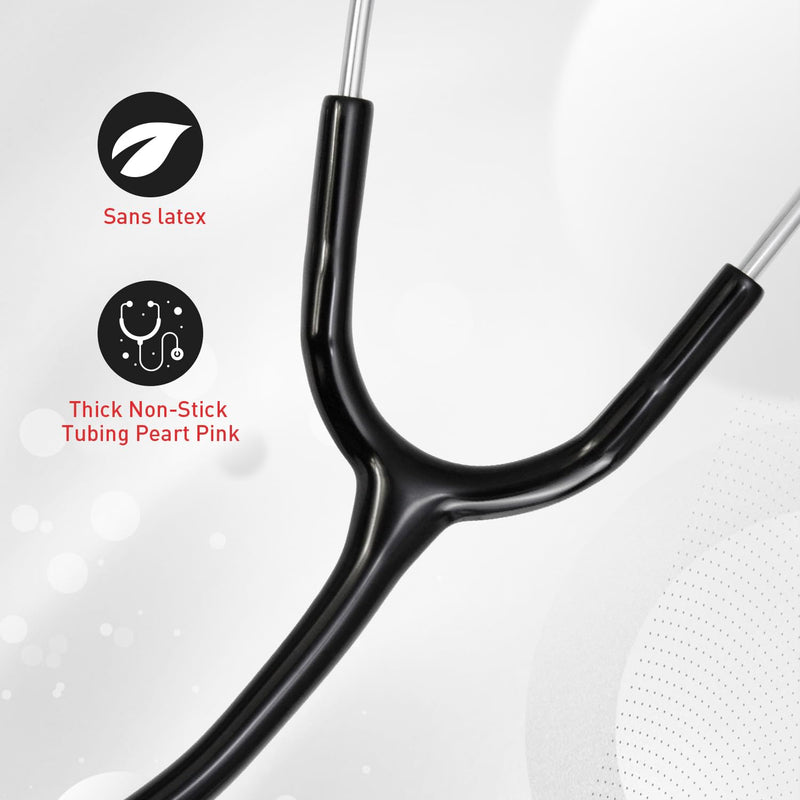 [Australia - AusPower] - SCIAN Dual Head Stethoscope for Nurses, Doctors, Medical Students, Home Use, Classic Stainless Steel Cardiology Stethoscope with Accessories and Carry Bag, Black Tube 