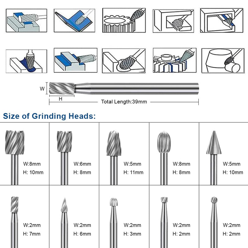 [Australia - AusPower] - 20-piece drill set, HSS high hardness rotary wood carving cutter set with 1/8 inch (3 mm) shank, router bits, DIY engraving tools for woodworking, drilling, trimming (suitable for rotary tool) 