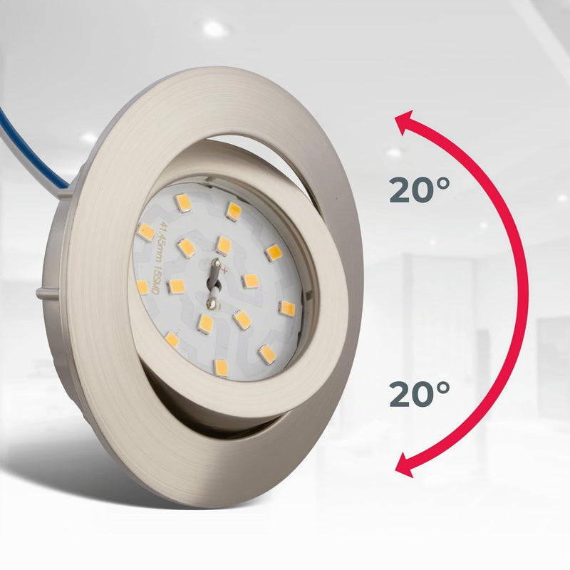 B.K.Licht - Set of 5 LED Recessed Spotlights, 230 V, Dimmable in Steps, Swivelling, Hole Diameter 68 mm, LED Spotlight, Flat, Ceiling Spots, Spotlights, Recessed Spots, 82 x 28 mm, Matt Nickel