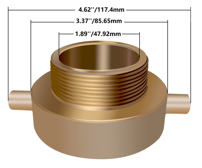 [Australia - AusPower] - Fire Hydrant Adapter, 2-1/2" NST (NH) Female x 2" NPT Male Brass Fire Hose Hydrant Adapter with Pin Lug Fire Equipment Fitting Nipple for Fire Hydrants, Hoses, Pipes 2-1/2" NH Female x 2" NPT Male 