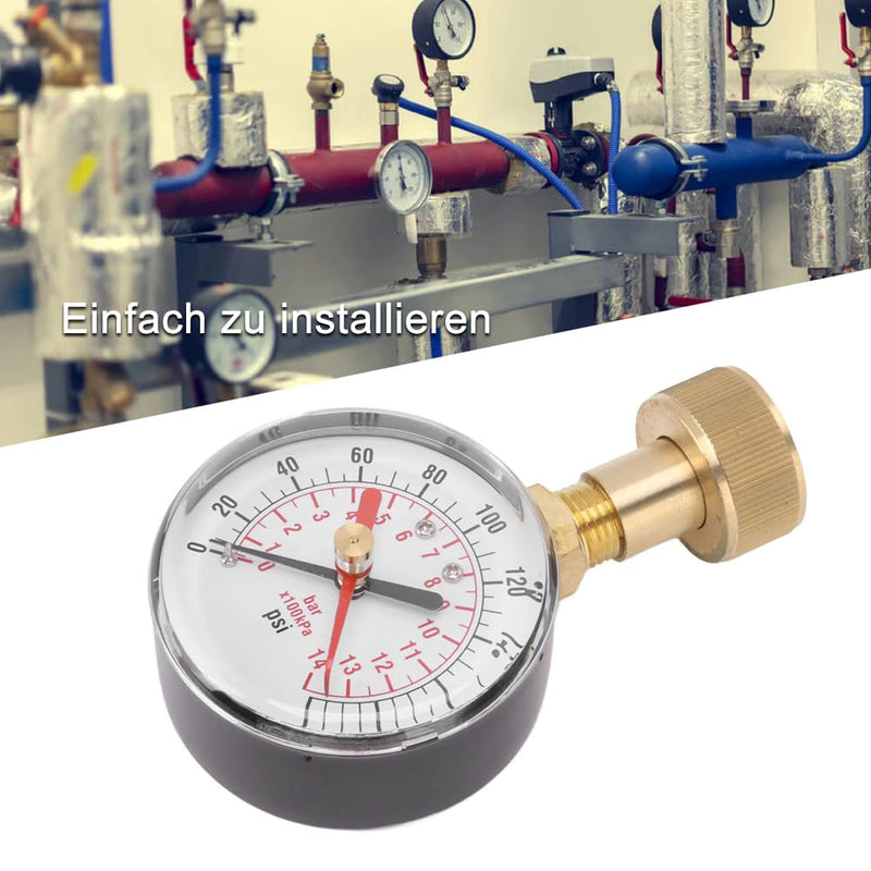 [Australia - AusPower] - Water Pressure Gauge Aluminium Alloy Iron 0 to 200 Psi Universal Water Pressure Gauge with 3/4 Inner Hose Thread for Replacement 