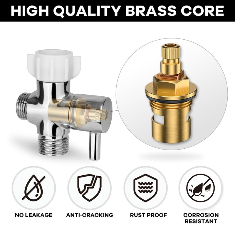 Bidet T Adapter with Shut off Valve,Metal T Valve for Bidet 7/8” X 7/8” X 1/2”or 3/8” with 15.75 Inch Flexible Toilet Connector, Tee Connector Bidet Attachment for Toilet