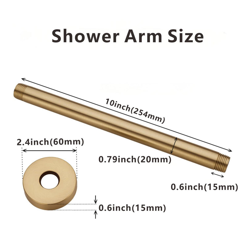 10 Inches Ceiling Mount Shower Arm and Flange, Champagne Bronze
