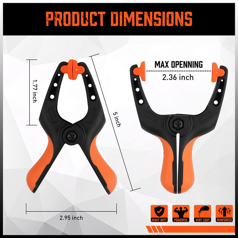 [Australia - AusPower] - HORUSDY 8-Pack Spring Clamps Heavy Duty, 5-inch Large Plastic Clamps for Crafts with 2-3/8Inch Jaw Opening for DIY, Gluing, Clamping and Securing 