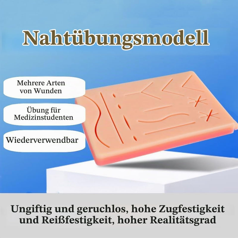 Silicone Seam Exercise Board, with Pre-Cut Wounds, 3-Layer Seam Padding, Silicone Seam Pad with Tear-Resistant Mesh, Suture Practice Pad Suture