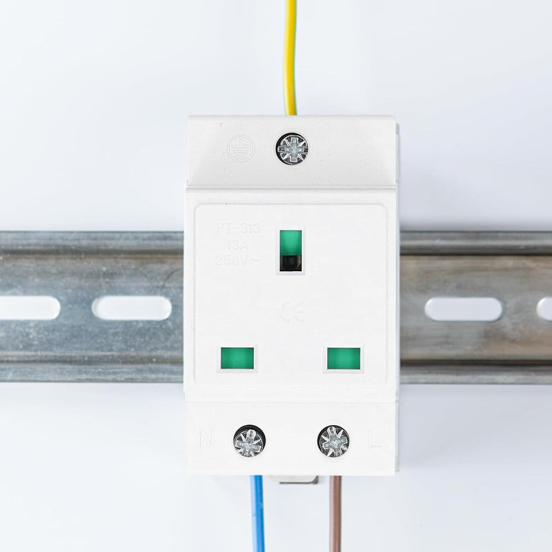 [Australia - AusPower] - Ejoyous Din Rail Outlet, DIN Rail Socket Built in Protective Con tact Earthing Con tact Outlet for Distribution Panel (US AC110‑250V 15A) US AC110‑250V 15A 