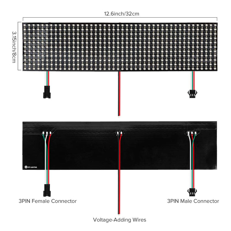 [Australia - AusPower] - BTF-LIGHTING WS2812B RGB IC 5050SMD Individually Addressable Digital 11x44 484 Pixels 12.5in x 3.1in LED Matrix DC5V Flexible FPCB Full Color Image Video Text Display(No Adapter or Controller) 