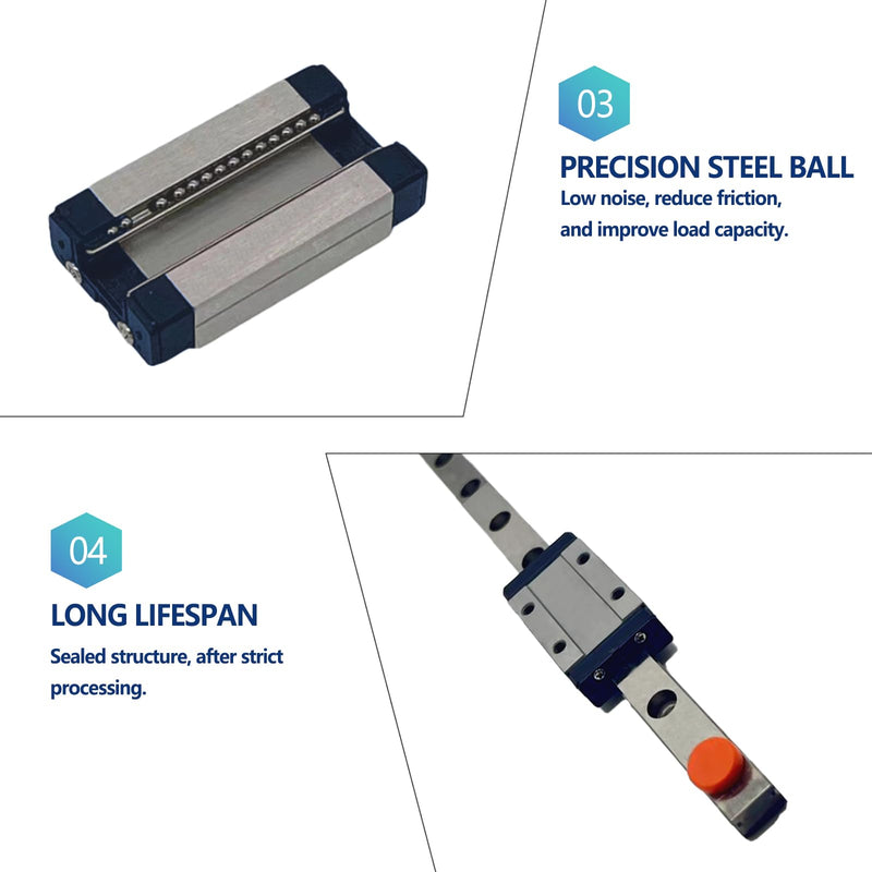 [Australia - AusPower] - 2PCS MGN9H mini Linear Guide Rail, 400mm Linear Sliding Guide Rail with MGN9H Sliding Block, Suitable for 3D Printers and CNC Machines, Medical Equipment, Automation Equipment, etc 4 2pcs MGN9H+2pcs 400mm Linear Guide Rail 
