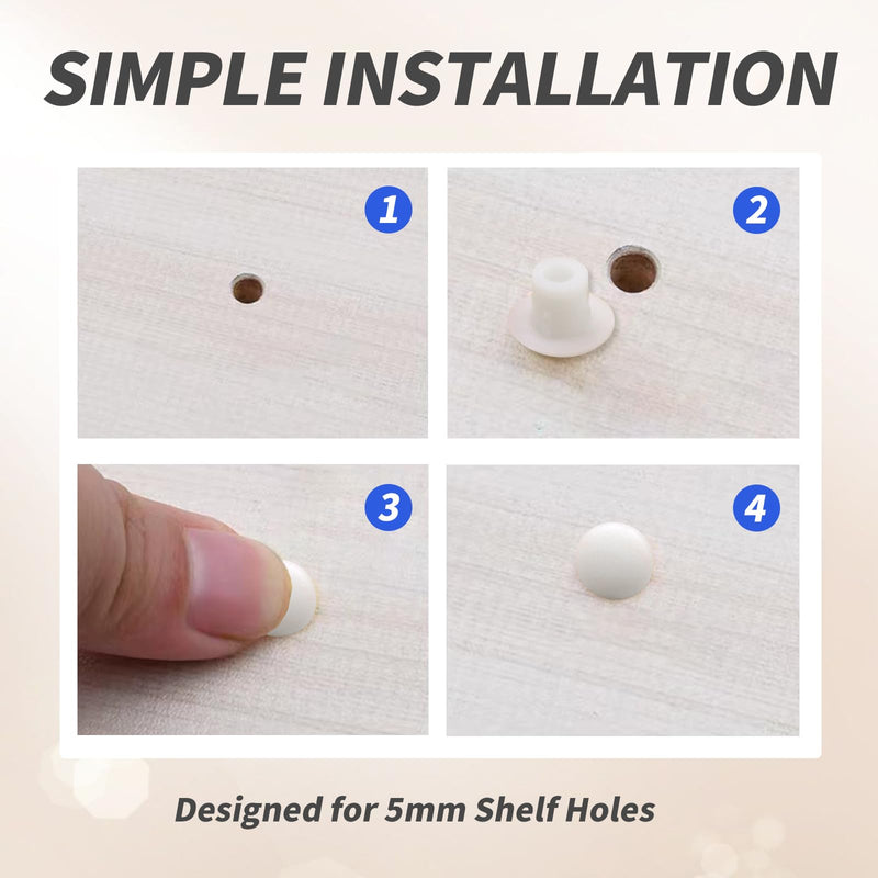 [Australia - AusPower] - 500 Pieces Plastic Hole Plugs Round Button Plugs for Cabinet Cupboard Shelves 3/16 Inch White Screw Caps Drilling Cover Plugs 