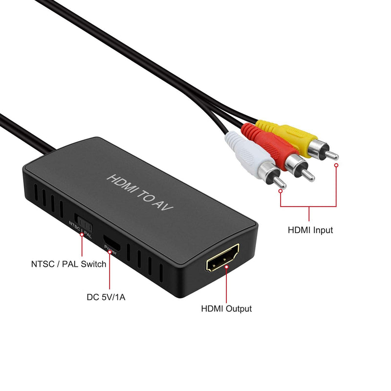 [Australia - AusPower] - HDMI to AV Converter HDMI to RCA Composite Converter Adapter, Support PAL/NTSC, Support 1080P, Compatible with Roku/Fire Sitck/PS4/Xbox/Spectrum Box/Old Sanyo TV/Old LG TV/Old CRT ect. 