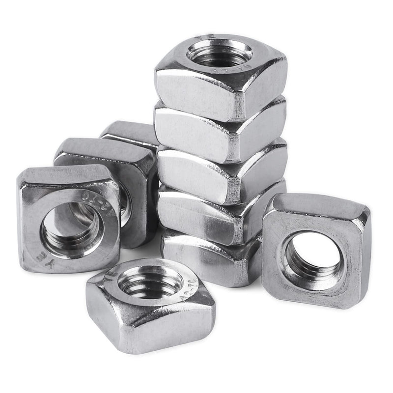 [Australia - AusPower] - Pack of 10 M10 Square Nuts, 304 Stainless Steel Metric Coarse Thread Assortment Kit 