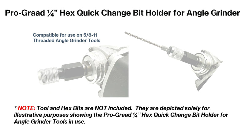 [Australia - AusPower] - 1/4” Hex Shank Converter, Quick Change Bit Holder for 5/8-11 Angle Grinders, Upgrade Accessory, Adapter for Mushroom Log Inoculation Hex Drill Bits, Pack of 1 1/4" Hex Shank Adapter for Angle Grinders 