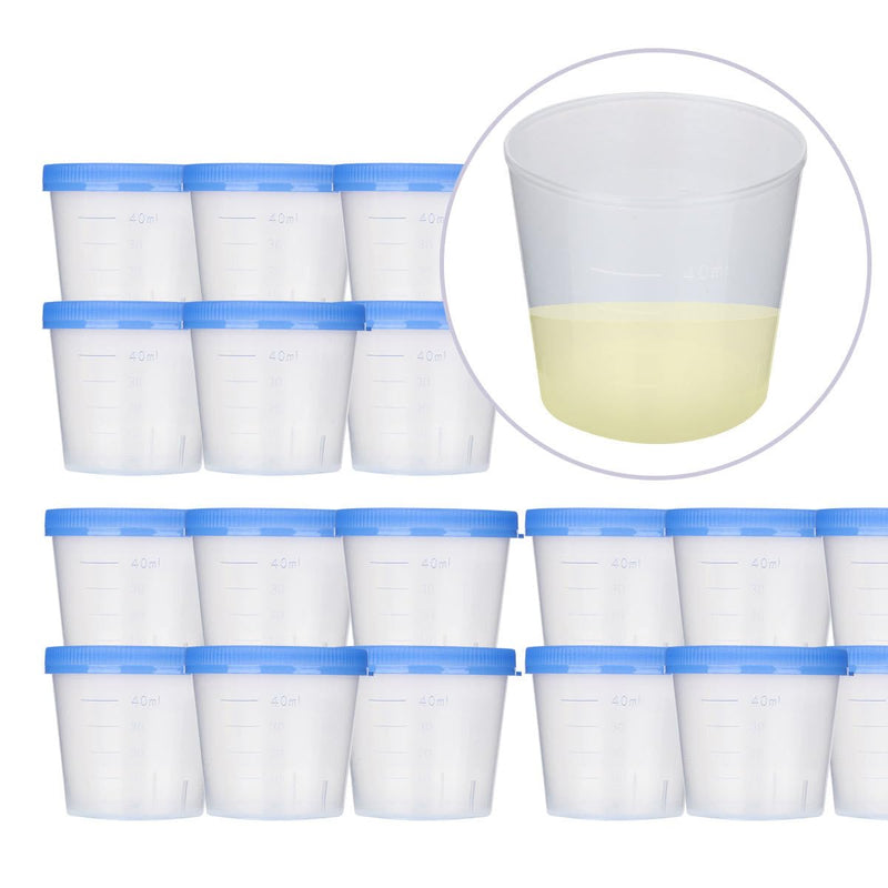 [Australia - AusPower] - EXCEART 50pcs Sterile Specimen Cups Specimen Collection Cups Urine Cups Pregnancy Test Cups Sample Containers with Lid for Laboratory 40ml Random Color 