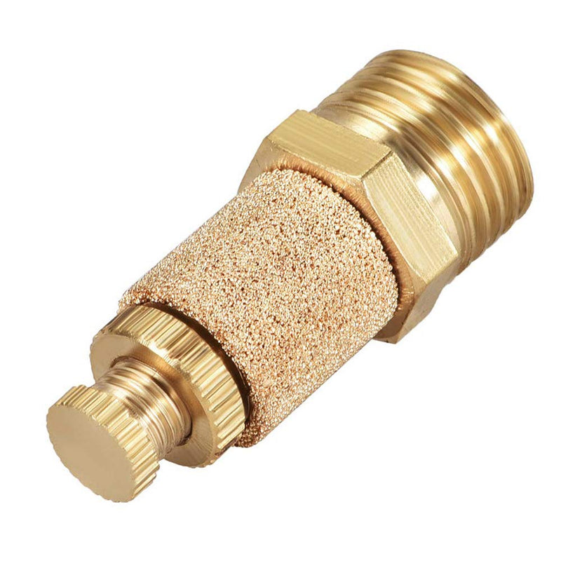 5Pcs 1/4 Male Thread Pneumatic Silencer Muffler Fitting, Top Adjustable Air Flow Speed Controller, Sintered Bronze Exhaust Muffler