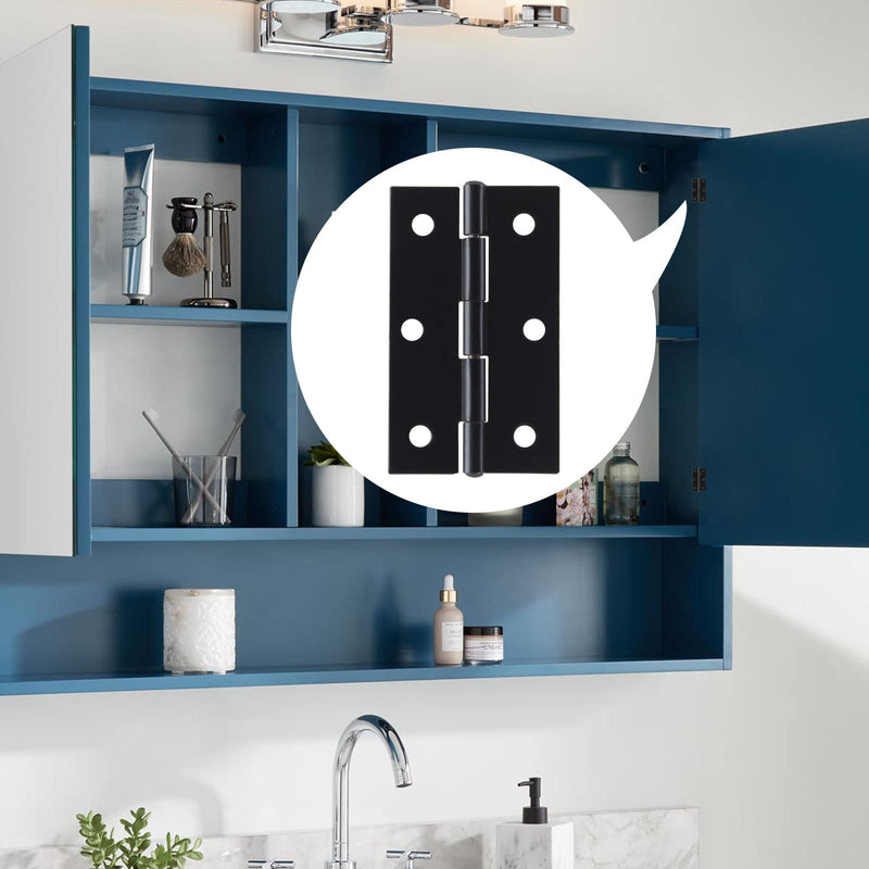 [Australia - AusPower] - 12 Pack 2.5 Inch Door Hinge Cabinet Hinge,Black Butt Hinges Ball Bearing hinges Window Hinges Outdoor Hinges with Mounting Screws Black 