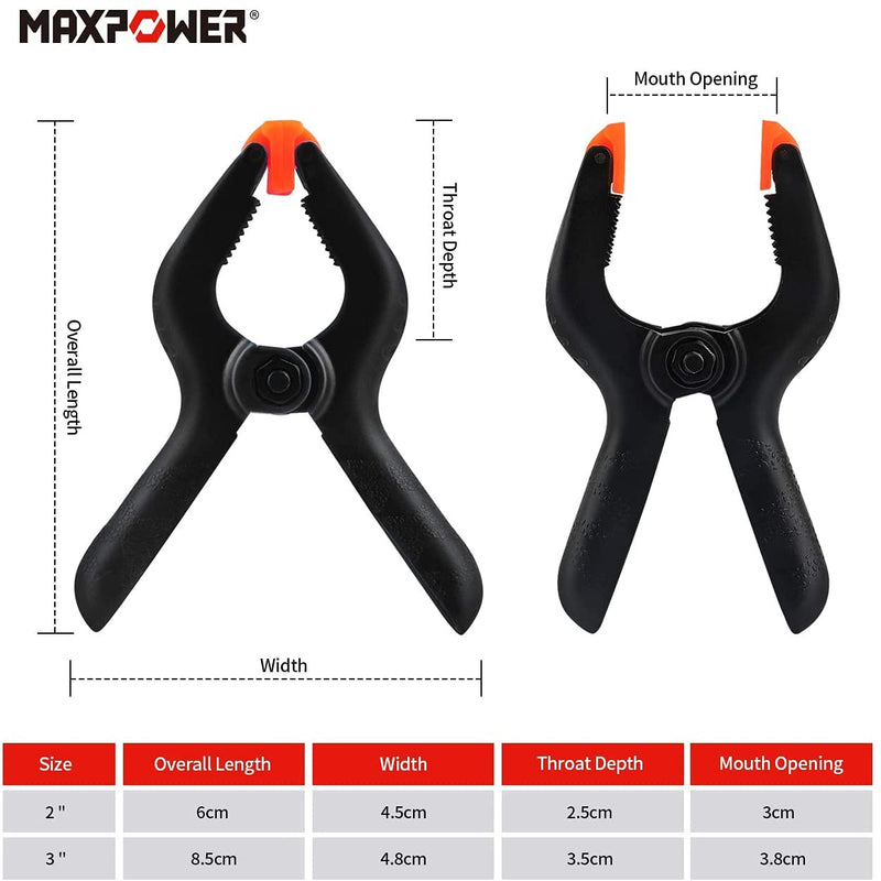 [Australia - AusPower] - MAXPOWER 22-pieces Spring Clamps, 2-inch Clamps x 18 PCS, 3-inch Clamps x 4 PCS, Plastic Small Mini Clamps for Woodworking Assembly and Photography Backdrop 