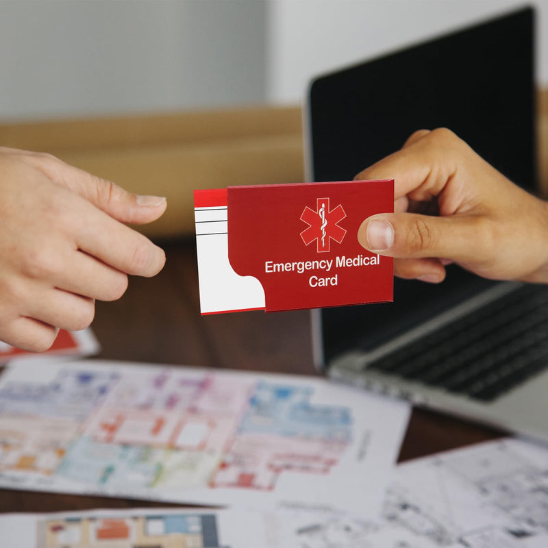DLUGOPIS Pack of 12 Red Medical Emergency Card - Medication List & Medical Alert Wallet Card