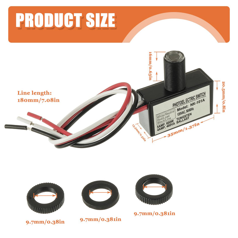 [Australia - AusPower] - 2 Pack 105V-130V AC Photocell Light Sensor Light Control Sensor Button Switch Dusk to Dawn Sensor for Outdoor Lighting Photoelectric Switch with Automatic Illumination Detection Circuit 2 Pack 