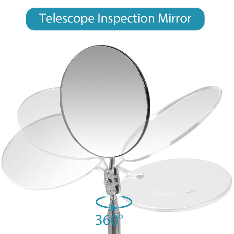 [Australia - AusPower] - Telescoping Inspection Mirror, Flexible Inspection Mirror, Circular Inspection Mirror 360 Rotation with Extended Handle Round Inspection Mirrors for Checking Vehicle Condition(Dia-3 Inch) 3 Inch 
