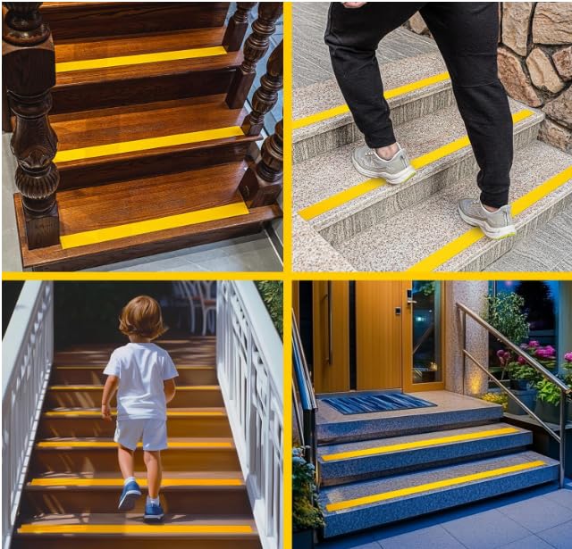 Anti-Slip Tape, Anti-Slip Traction Tape, Abrasive Adhesive. Optimal for Outdoor, Indoor, Stairs and Steps, High Traction, Friction, Strong Grip. (Yellow, 2IN*15FT)