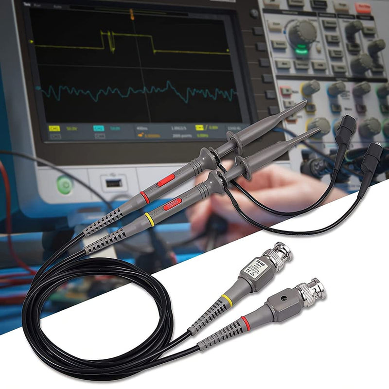 Pack of 2 Oscilloscope Probe Kit, P6100 100 MHz 10: 1 and 1: 1 Precision BNC Oscilloscope Probe Head, Switchable High Precision Scope Oscilloscope Clip Probes for Oscilloscope P6100 100MHz