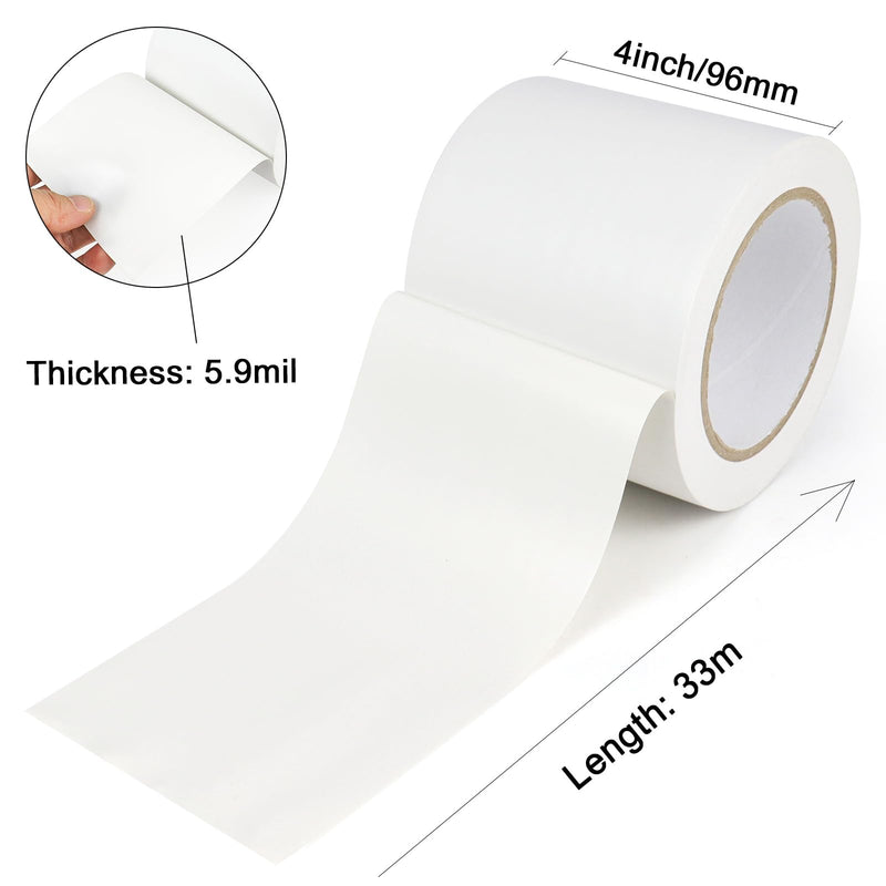 BOMEI PACK Floor Marking Tape 4 Inch x 108FT White Warning Safety Stripe Tape for Walls, Floors, Pipes, Warterproof Caution Tape Ideal for Marking Hazardous Areas, Equipment