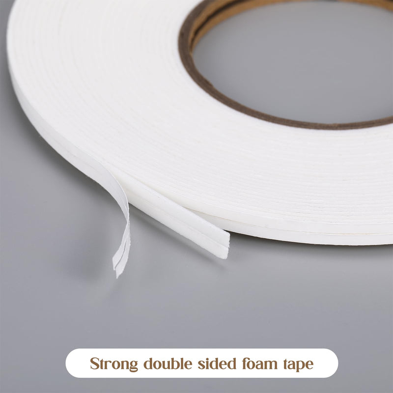 Tatuo 2 Rolls Double Sided Foam Tape PE Foam Tape Sponge Soft Mounting Adhesive for DIY Craft Picture Poster Hanging(1/8 Inch by 33 Feet,White) White 1/8 Inch by 33 Feet