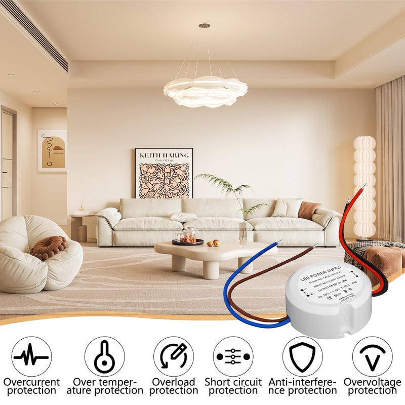 LED Transformer 12 V 36 W 3 A, Transformer 230 V to 12 V, LED Power Supply Driver Power Supply, Mini Power Supply 12 V, Mini Ultra Thin IP66 Driver for Lamps