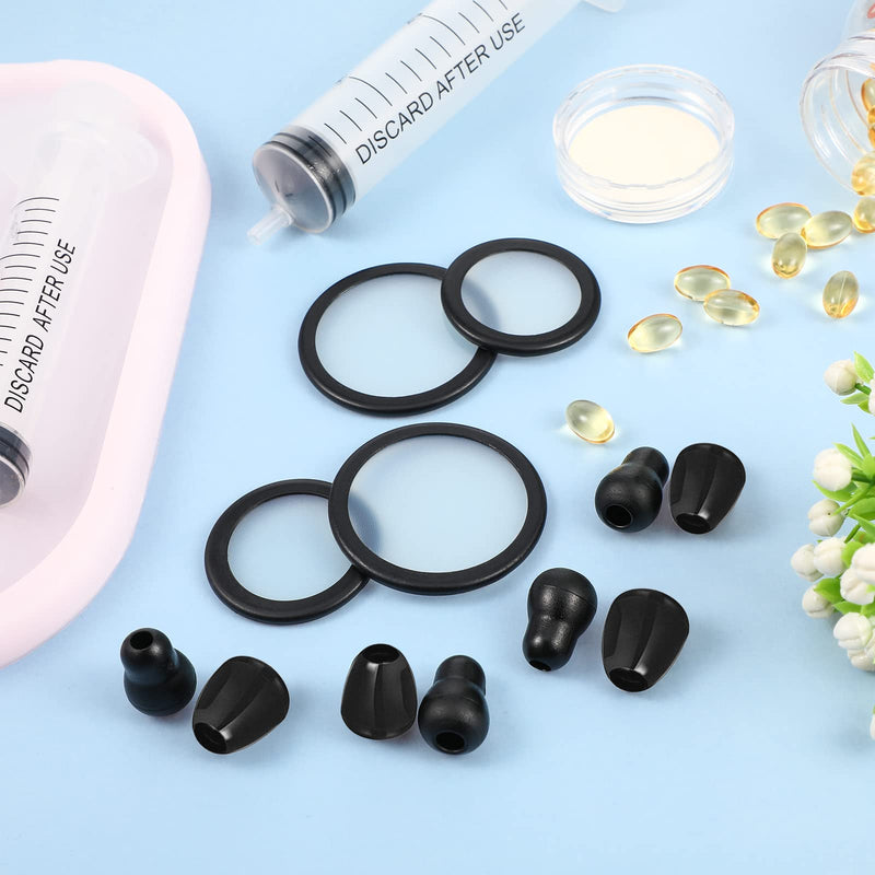 [Australia - AusPower] - 2 Sets Stethoscope Replacement Parts Adult and Pediatric Replacement Diaphragm and Silicone Stethoscope Ear Tips Accessories for Stethoscope (Black) Black 